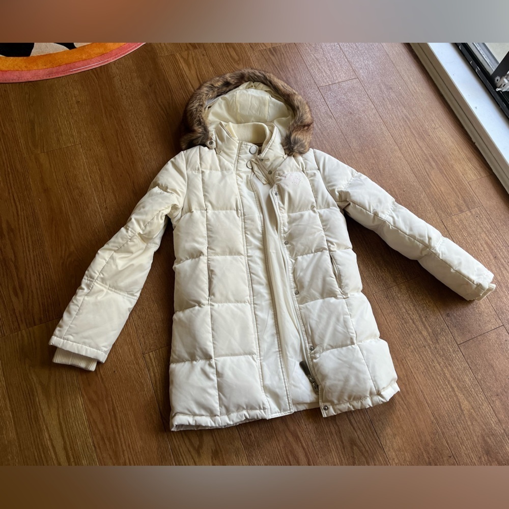 Giordano Long Puffer with Detachable hoodie and Fur trim- Medium